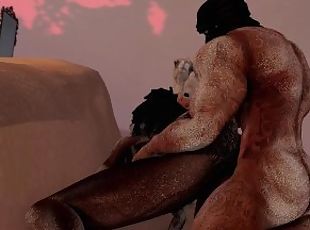 Hunky Red Head Fucks Ebony Bimbo in Desert Interracial Couple SecondLife