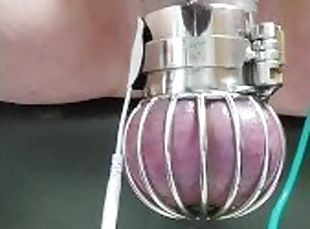 Estim cbt sissygasm for small cock in chastity