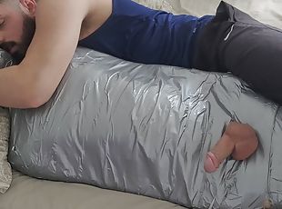 bearded dom using mummified guy as a toy