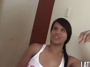 Natural tits latina teen sucks guy off