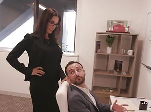 MILF ends massive office anal fuck with cum on her premium ass