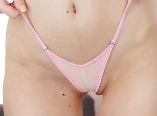 FITTING-ROOM Hot Bikini Model Heidi gets wet trying on some micro bikini and fucks her gaped pussy