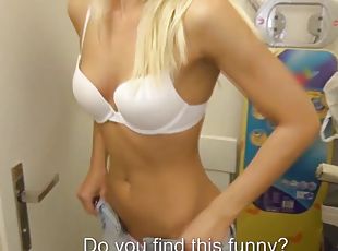 Blonde amateur picked up sucks dick pov