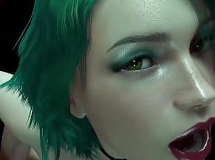 Hot Girl with Green Hair is getting Fucked from Behind  3D Porn