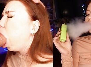 She smokes and SUCKS my dick! And then I COVER her FACE with SPERM! JUST LOOK how happy she is!