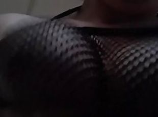 Big titles bouncing in fishnets