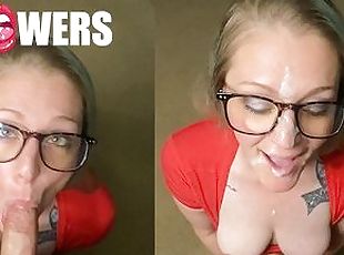 Naughty Librarian Takes a Monster Facial