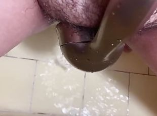 asiático, banhos, pai, peluda, masturbação, orgasmo, cona-pussy, amador, caseiro, penetração-de-braço
