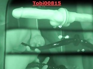 Fucking 3 dildos mounted on a mirror. 13 - 33cm length, sliding deep in my big bubblebutt. Tobi00815