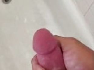Horny young stud jerking off Big cock in the shower!