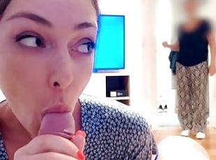 offentlig, amatør, blowjob, mamma, kamera, voyeur, pov, cum, mor, kjæreste