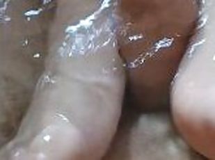 Footjob in bathroom