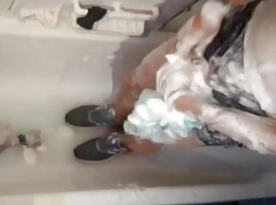 Soapy sneakers on my dick