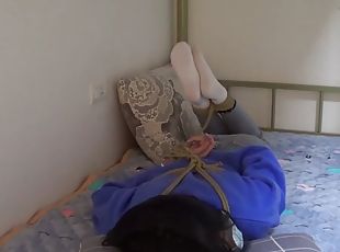 Chinese bondage and tickling in white socks