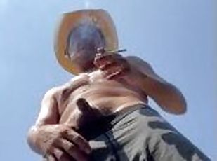 Cowboy smoke and piss break with a little cum too