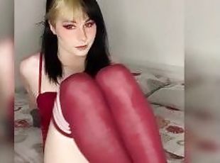Sexy transgender woman showing off her feet