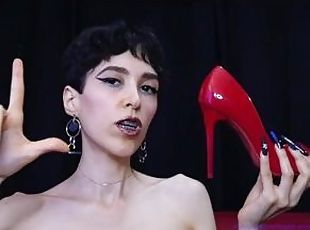 Stroke swallow and send for my high heels loser - humiliation humiliatrix long nails fetish mistress