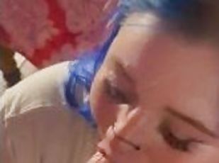 Sloppy head from blue haired alt girl