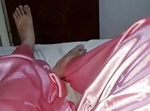 Masturbation in satin suit